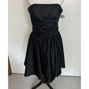 Eden Maids Black Strapless Beaded Prom Evening Cocktail Party Dress Gown Sz 6